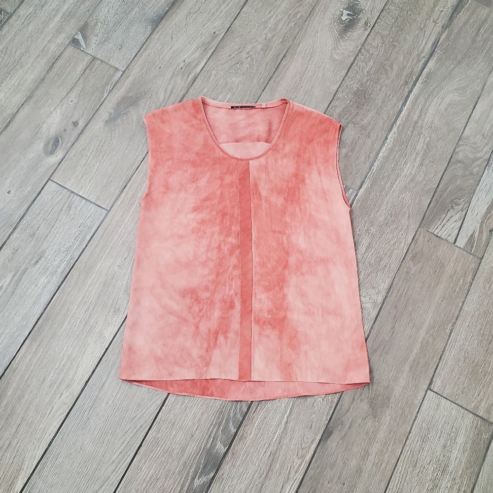 Elie Tahari 100% silk orange sleeveless scoopneck pull-over relaxed fit blouse